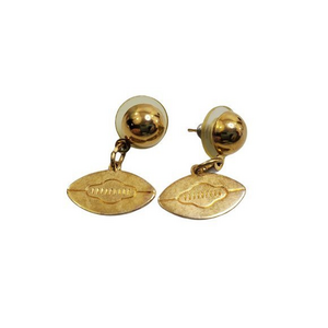 Football Earrings‎ Gold Tone Dangle Charm Pierced B